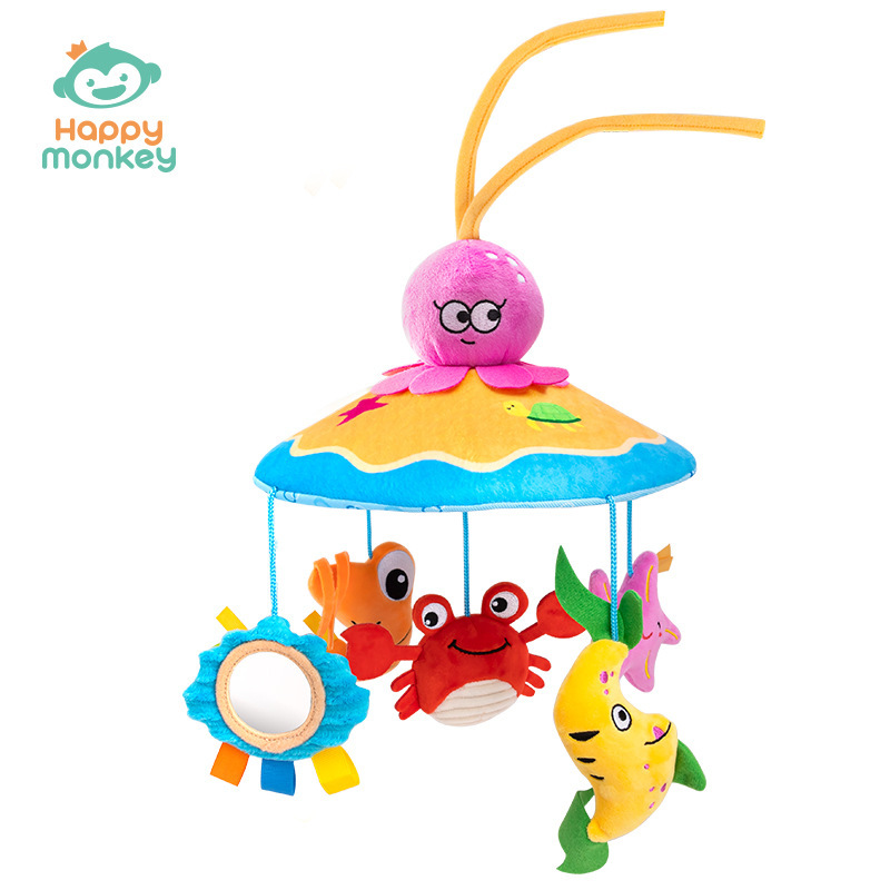 Happy monkey baby music campana musical campana de cama puede girar campana de cama infantil de 0 años juguetes de educación temprana