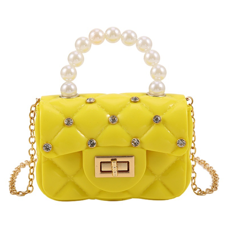 New summer diamond lattice bag women's Pearl portable shoulder messenger bag foreign trade cross-border manufacturers supply jelly bag