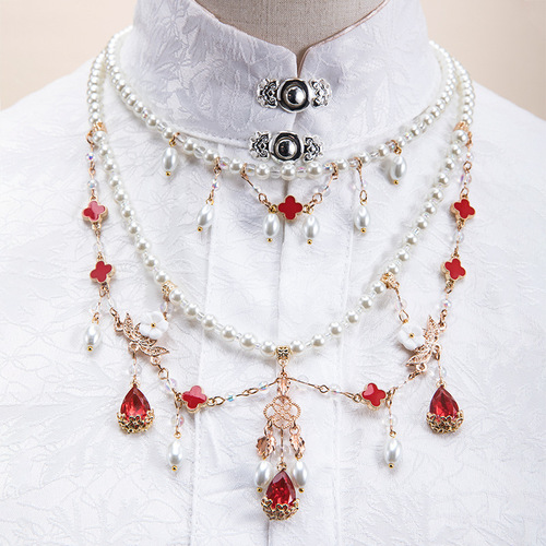 Ancient style Hanfu Ming-made necklace cheongsam accessories retro flat collar forehead ornament eyebrow pendant 23.9GF172