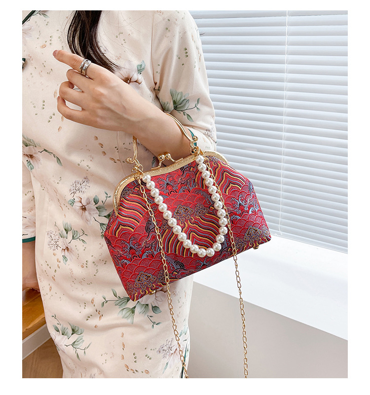 Grouss Kapazitéit Spitzeklammer Damentasch Handtasch Schëllertasch Cheongsam Tasch High-End Kaddo Antik Tasch Perl Handtasch_voghion.com