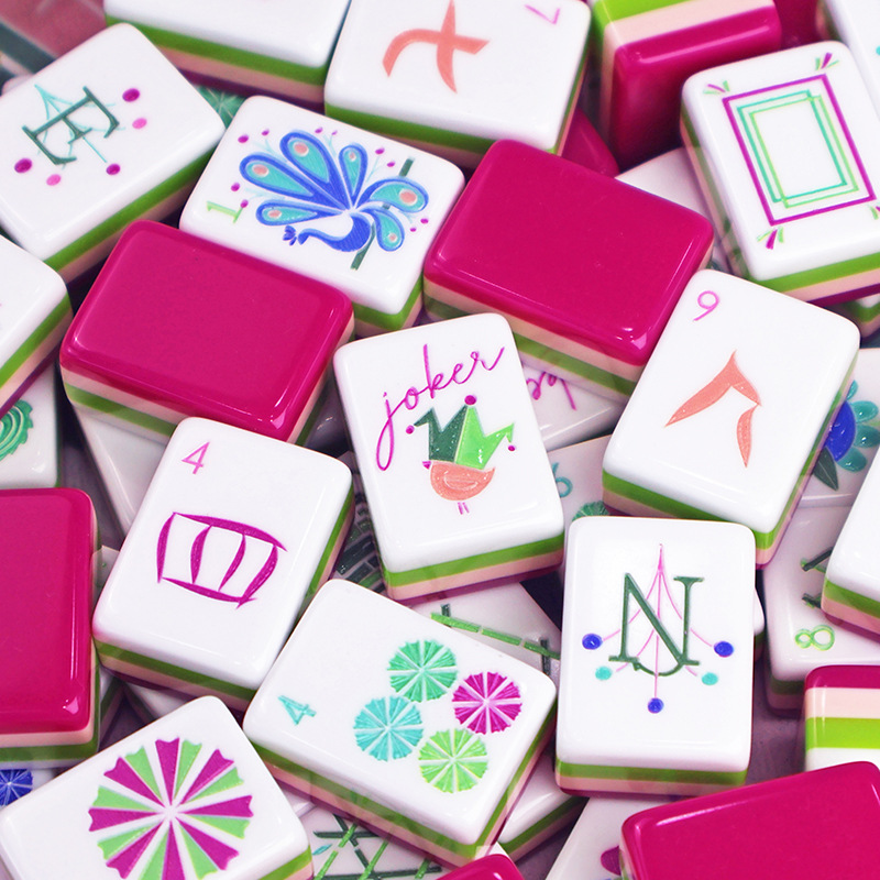 American Mahjong Cross-Border American-Style 30mm 166-Piece Engraved and Printed Handcrafted Foreign Crystal Acrylic Mahjong Tiles