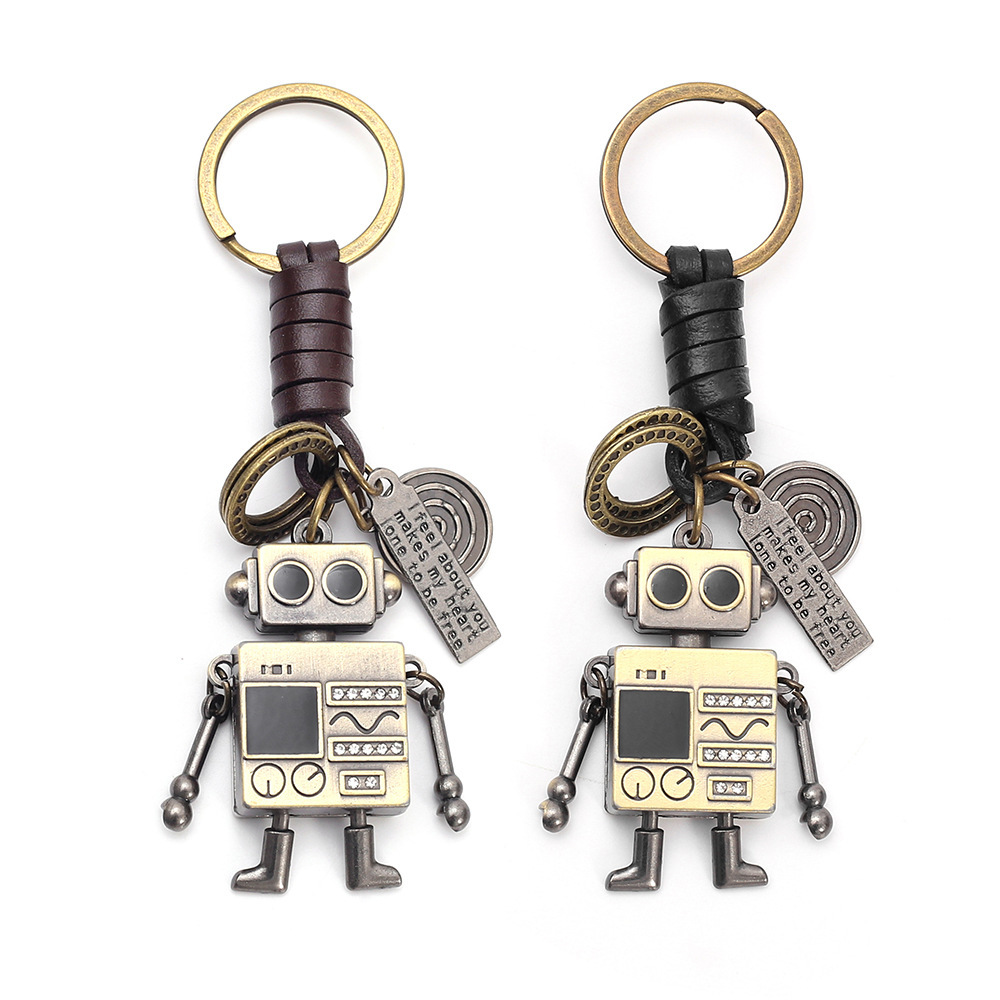 Retro woven movable leather robot