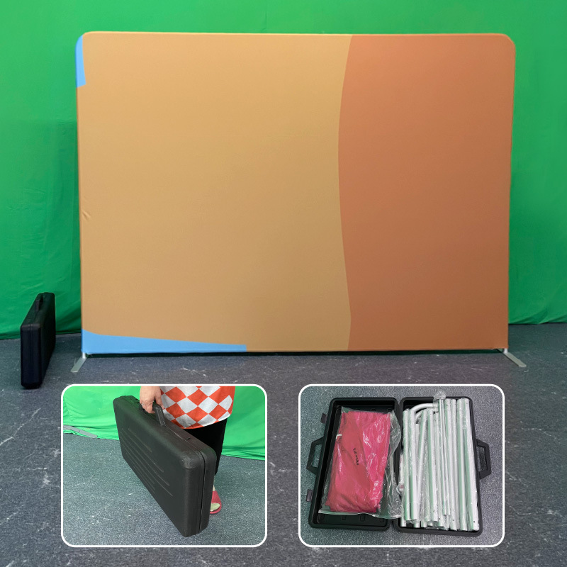 Esquema de estand estándar de 10 pies de pantalla rápida de fondo pared moldeada por inyección a prueba de caídas caja dura tela elástica cubierta de mesa plegable fija