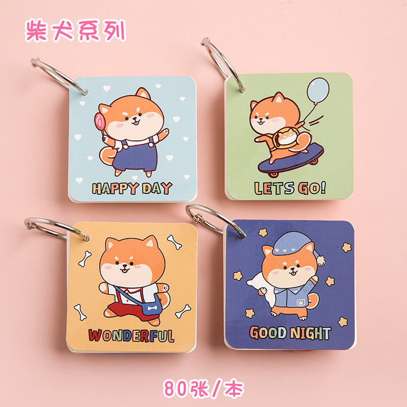 Anillo de hierro pequeño cuaderno pequeño tamaño portátil libro de bolsillo en blanco tarjeta de memoria cuaderno de dibujos animados lindo para estudiantes