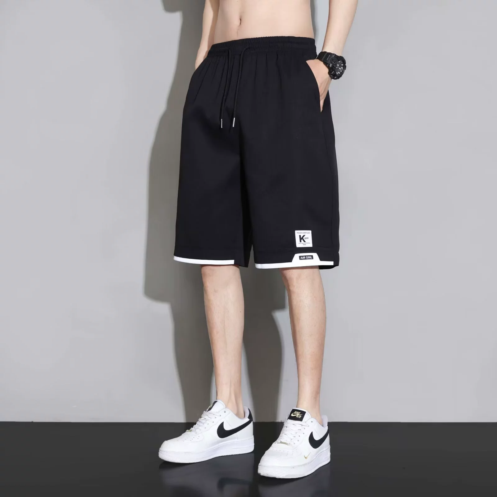 Мужские летние шорты из ледяного шелка от производителя, быстросохнущие, удлиненные, спортивные, средней длины, свободные, рабочая одежда, повседневные.