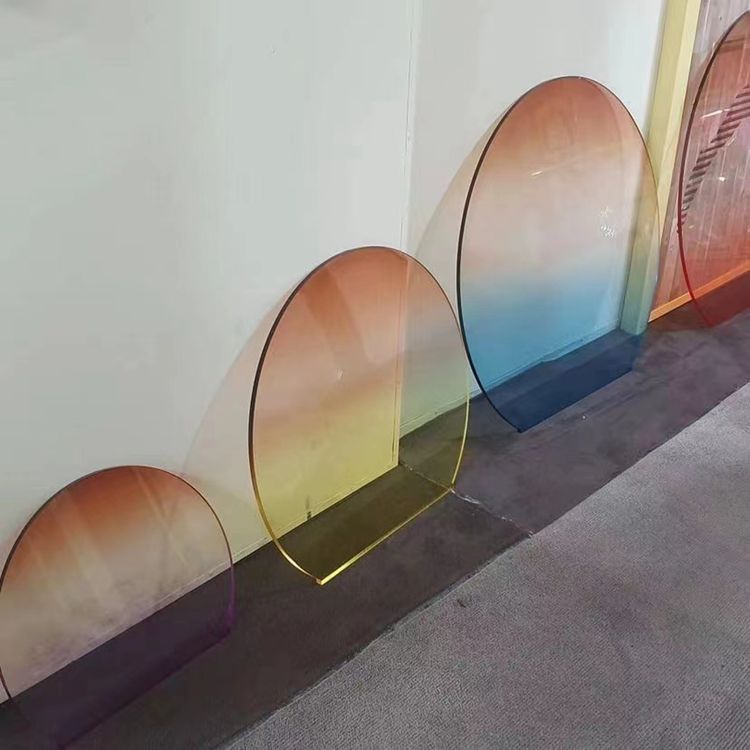 渐变色亚克力板炫彩板展示盒广告牌隔断屏风装饰磨砂uv印刷