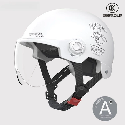 Motosiklet kaskı (dəbilqə) — Half Helmet, Battery Car Safety Helmet - 3c-ceramic-white-hd-short-lens-new-national-standard-class-a