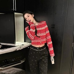 红色小香风外套女春季2025新款高端轻奢气质名媛撞色洋气短款上衣