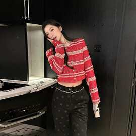 红色小香风外套女春季2026新款高端轻奢气质名媛撞色洋气短款上衣