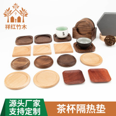 木製断熱マット実木円形カップマット角形コーヒーカップマグカップマットはロゴを彫ることができる