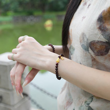 印度小叶紫檀手串搭蜜蜡葫芦念珠老料高油密原创女士文玩手链佛珠