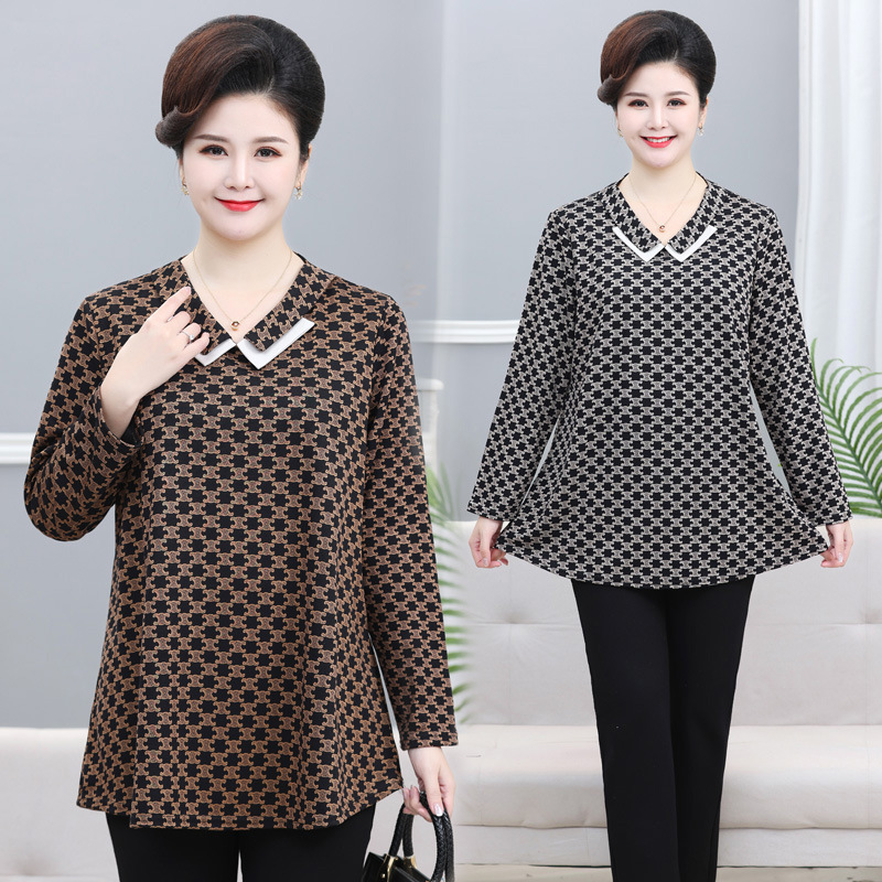 Spring and Autumn New 200kg plus size fat mother leopard print stitching Western style top Noble casual long sleeve T-shirt