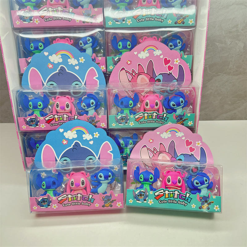 外贸跨境史迪仔橡皮擦套装星际宝贝史迪奇公仔立体橡皮摆件礼品批