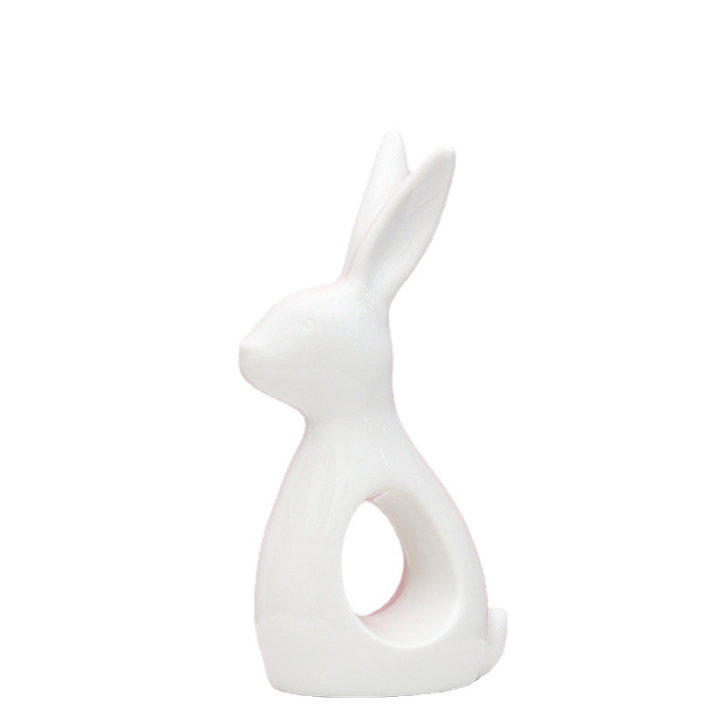 Blanco de estilo europeo creativo simple cerámica lindo conejo Hogar sala de estar gabinete del vino decoración ins artesanía de porcelana moderna
