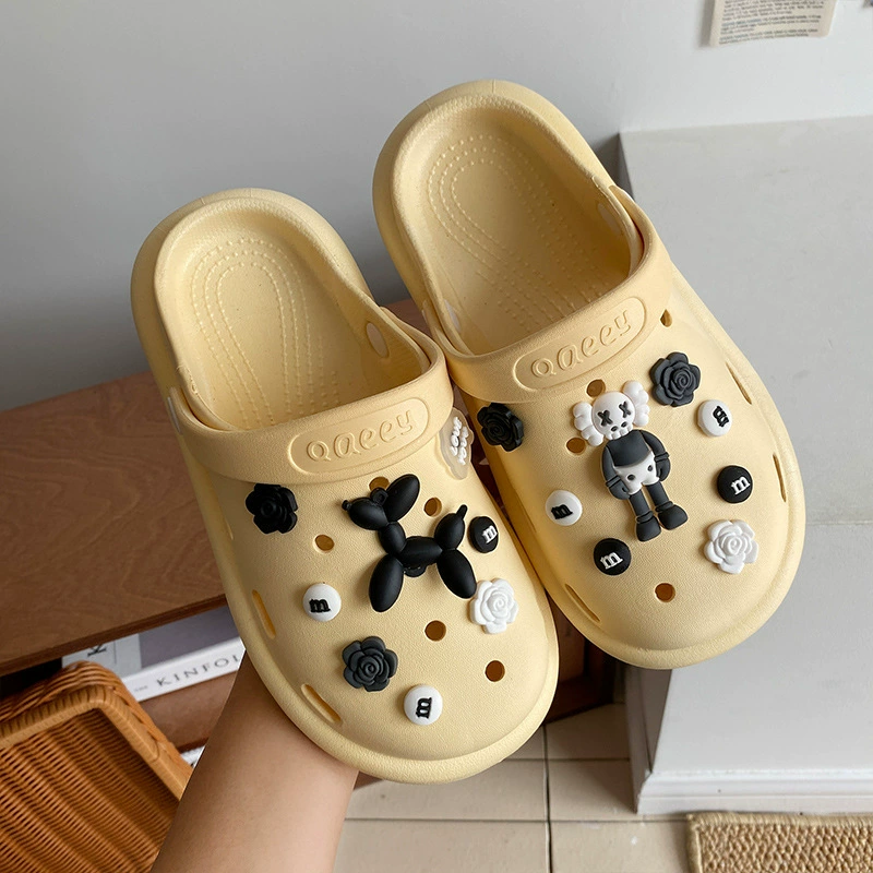 Летняя верхняя одежда для женщин Dly Croc Shoes, новые с толстой подошвой пляжные нескользящие милые баотоу тапочки