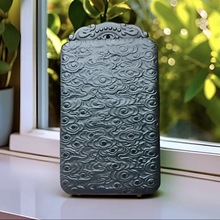 新疆天然和田黑青玉云纹如意平安无事牌吊坠男女长方形如意无事牌