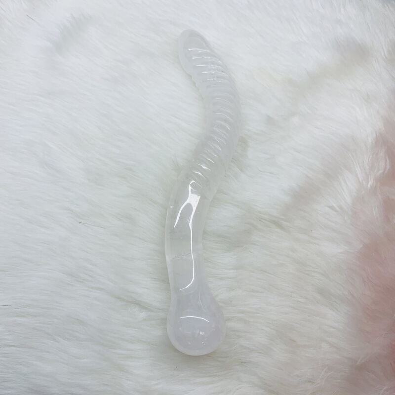 天然粉晶 白水晶 黑曜石水晶按摩棒摆件 图 17