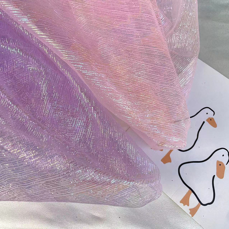 时尚表演服连衣裙装饰面料个性褶皱幻彩满面网纱布摄影背景布批发