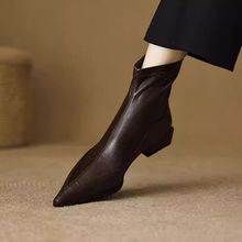 复古风舒适百搭气质马丁靴女时尚简约粗跟短靴女2025年秋冬季新款