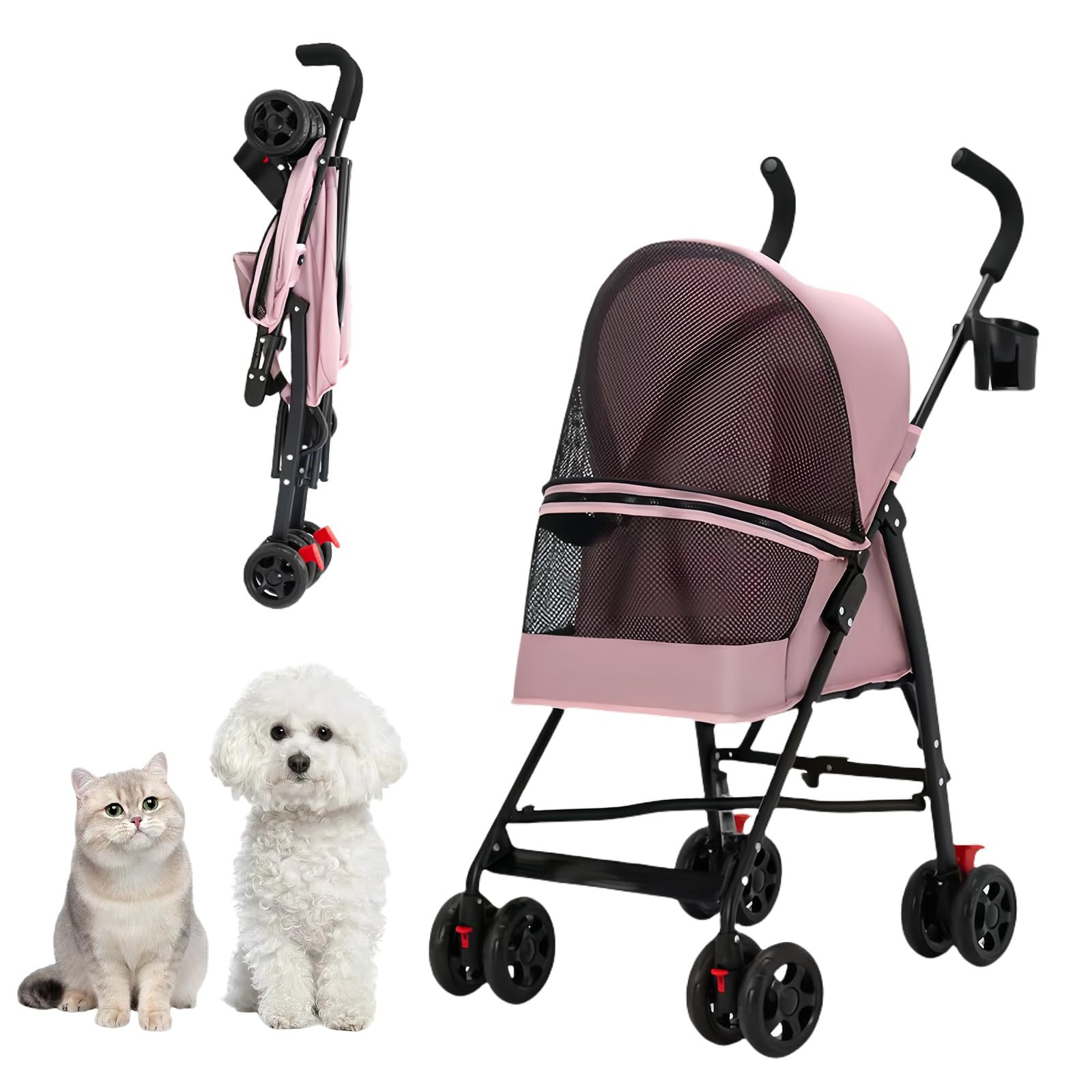 Transfronterizo simple pet carrinch pet pet pet carrinch pet out pequeño portátil ligero plegable con un botón