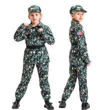 亚马逊跨境万圣节cosplay儿童军人迷彩服cos服装的衣服舞台表演服