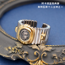 新款纯银复古分色重工雅典娜古币戒指开口高级感轻奢钱币指环饰品