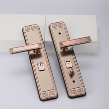 别墅双开大门锁吉祥如意款新中式复古防盗门锁古铜色门把手