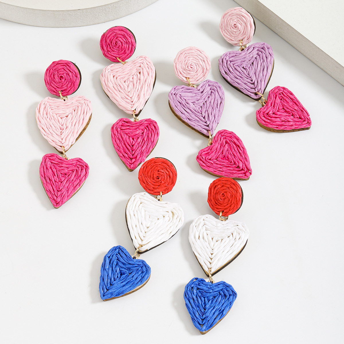 10g Weight 304 Stainless Steel Ear Needle Material Drop Earrings Classification 1 Pair Quantity Beach, Date, Tea Party Occasion raffia Material Heart Shape, Strawberry, Butterfly Pattern Women's Gender Bohemian Style 1 Pair Bohemian Heart Shape Strawberry Butterfly Raffia Drop Earrings 12
