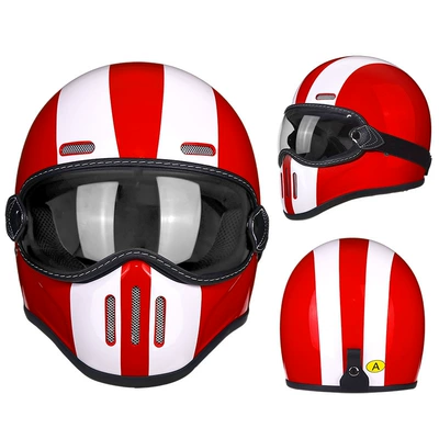Motorcycle Safety Supplies — Body, Harley Cruise American-Style Motorcycle - fiberglass-red-and-white-track-transparent-lenses-m56-57-head-circumference