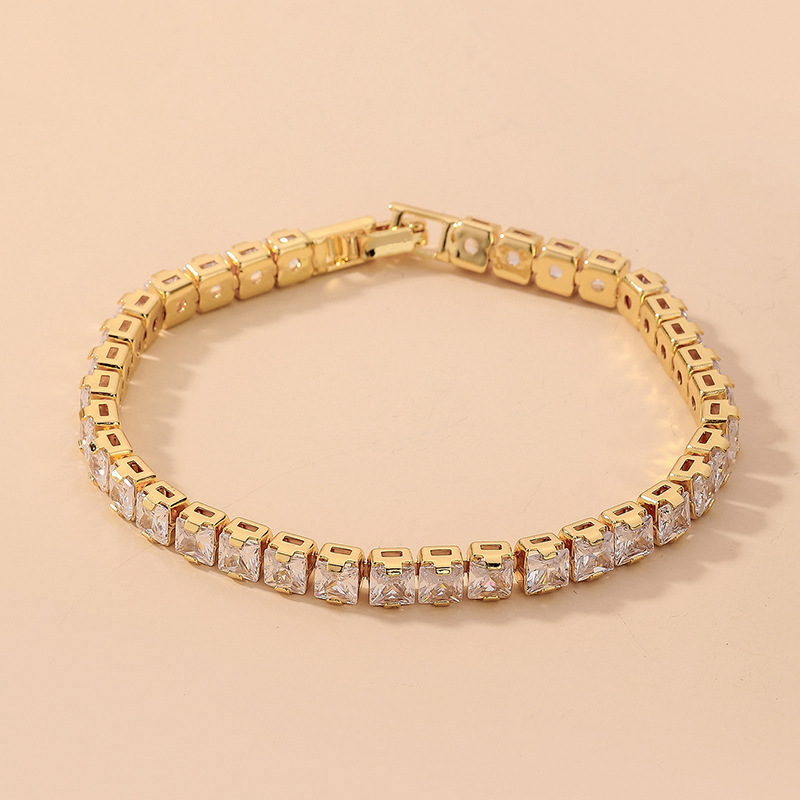 10g Weight Artificial Gemstones Inlay Material Bracelets Classification Alloy Chain Material Tennis Chain Chain Type Anniversary, Business, Travel Occasion Alloy Material Geometric Pattern Women'S Gender Simple Style Style Simple Style Geometric Artificial Gemstones Alloy Tennis Chain Chain & Link Bracelets Wholesale 3