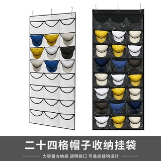 跨境新款 24格27格简约布艺网格收纳挂袋 珠宝手饰棒球帽收纳挂袋