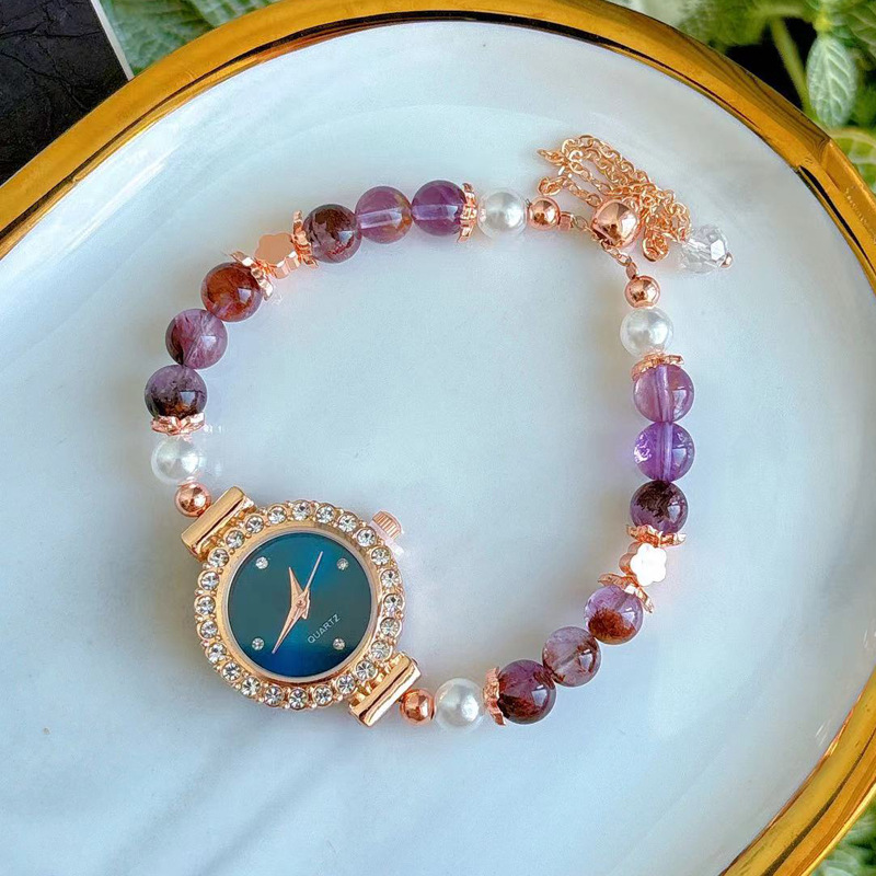 Natural Crystal Jewelry Purple Titanium Ghost Single Circle Original Watch Pull Out Bracelet