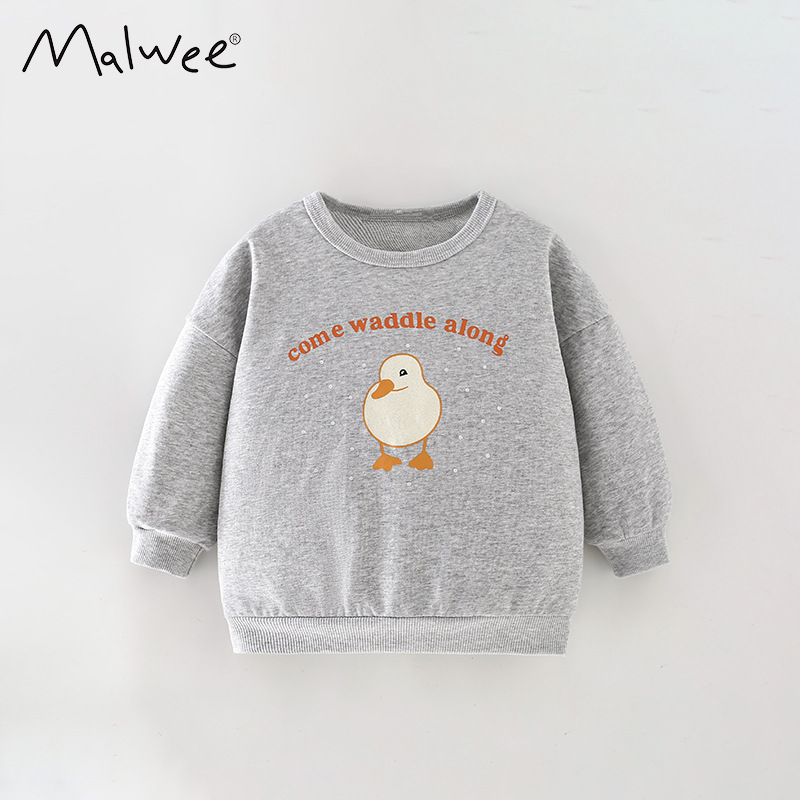 En stock malwee suéter infantil otoño nuevo europeo y americano impreso cuello redondo manga larga europeo y americano niños bottoming top image 6