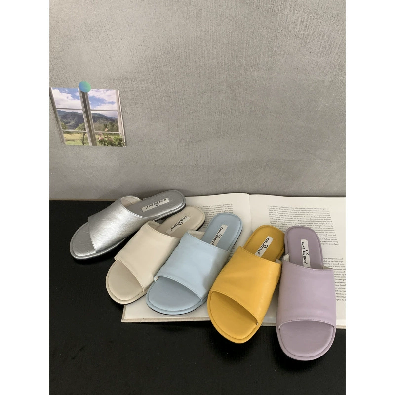 Женские пляжные шлепанцы в корейском стиле нордик, лето 2025, новые, плоская подошва, для отдыха на море, полусандалии