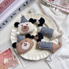 卡通可爱小狗格子小熊动物DIY手工百搭新款发夹胸针辅料配件 批发