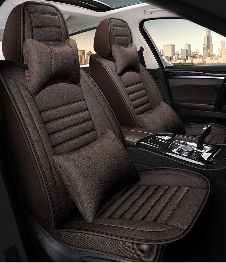 Full-Coverage Car Seat Cover A-01 Linen Cushion All-Season Full Package Cross-Border Exclusive for Wish Amazon Wholesale Dropshipping