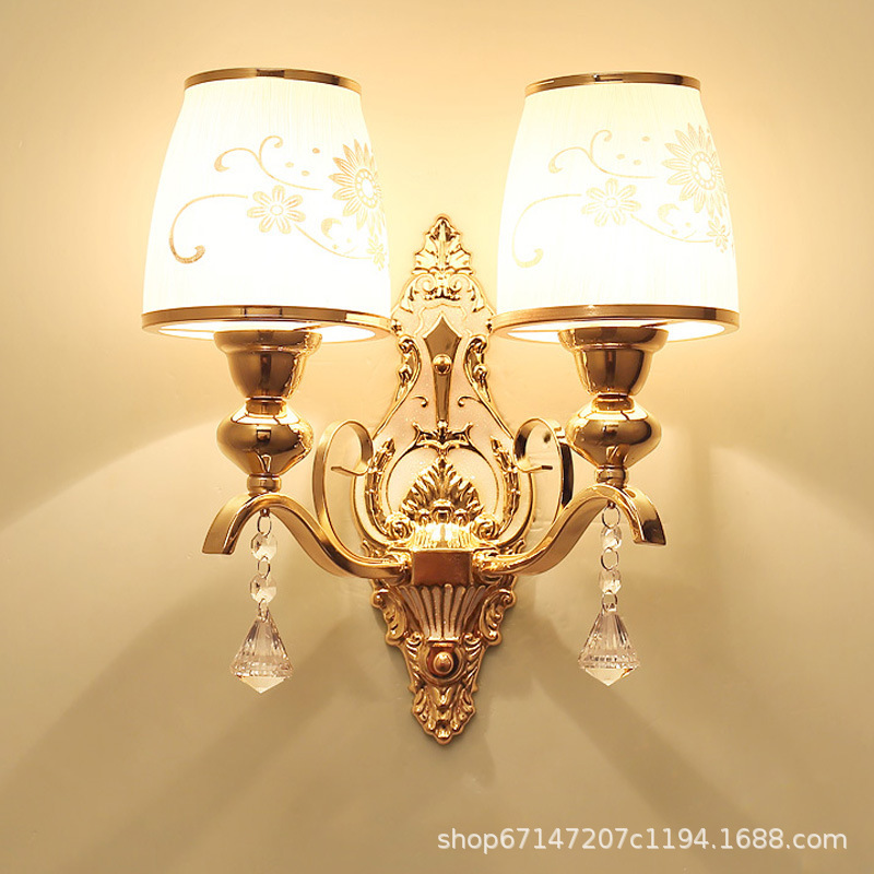 European and American style wall lamp bedroom bedside lamp Golden Living room TV background wall corridor staircase single head double head lamp European and American style wall lamp bedroom bedside lamp Golden Living room TV background wall corridor staircase single head double head lamp