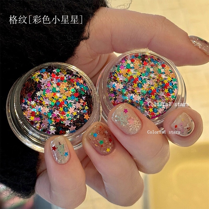 Sparkling Korean-Style Minimalist Ins Star Nail Art Decorations Colorful Japanese-Style Mini Five-Pointed Star Sequins Nail Decoration