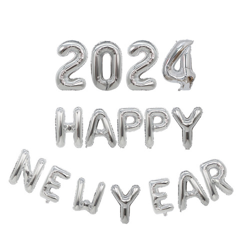 HELLO 2024 New Year's Eve Party Decoration Happy New Year Set happy new year aluminum film balloons