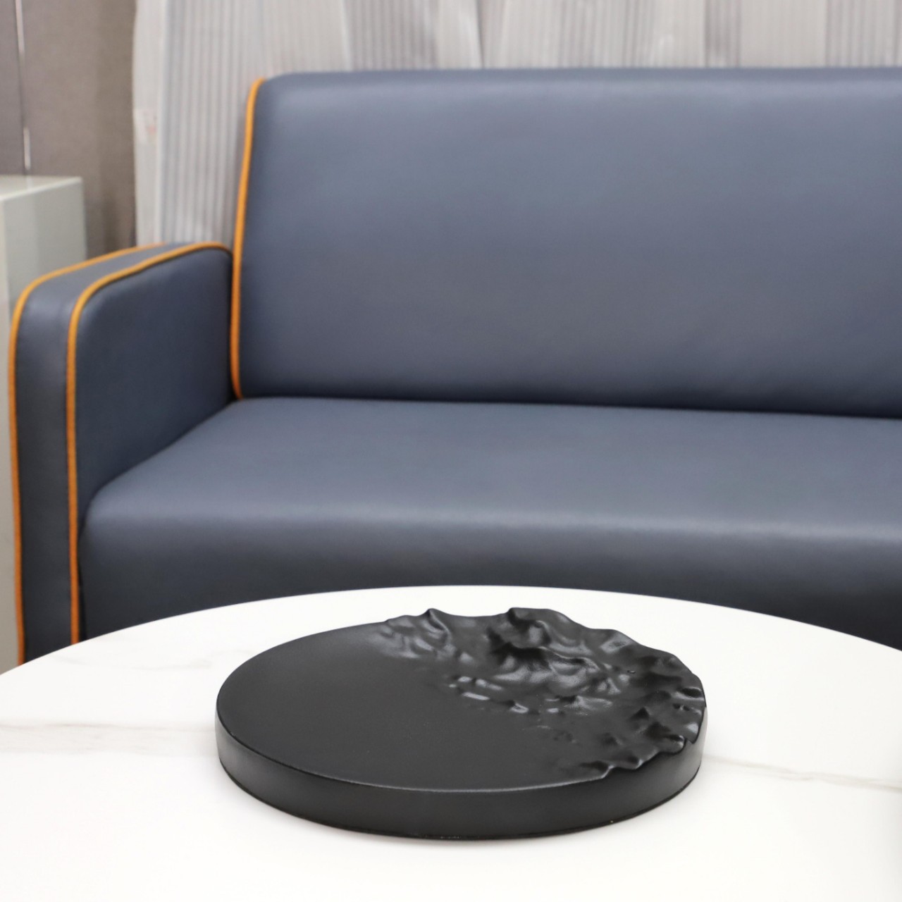 Moderno simple imitación de resina de mármol ondas redondas bandeja de frutas bandeja sala de estar portal accesorios para el hogar