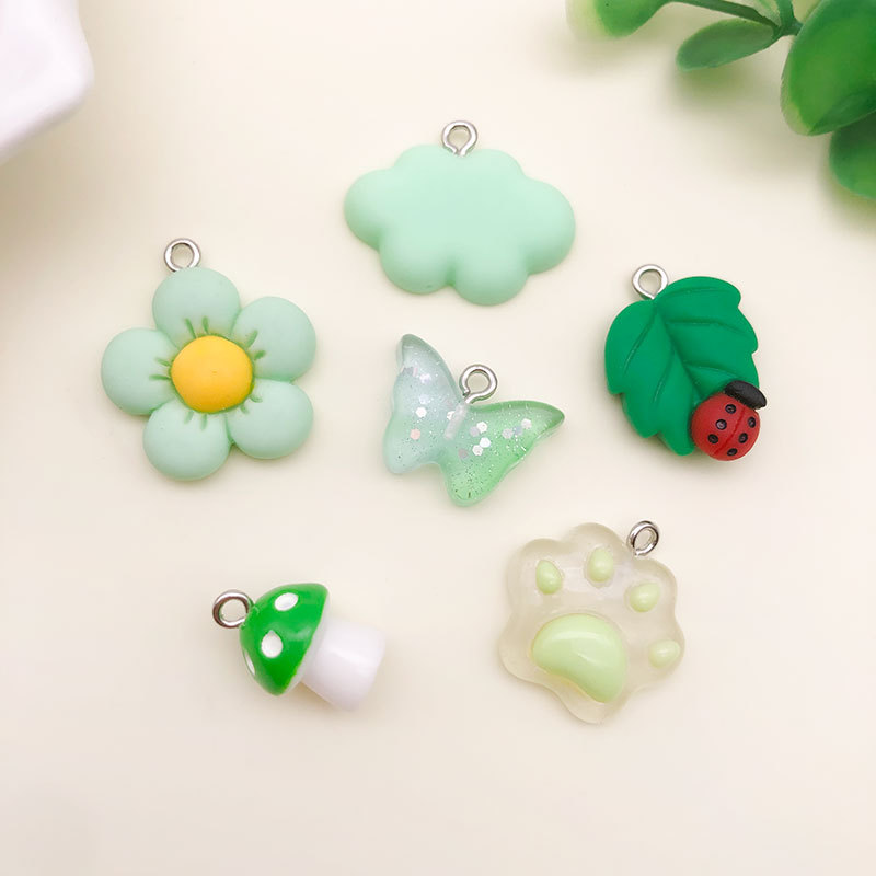 Resin Material 1 Piece Resin Fruit Mushroom Butterfly Pendant