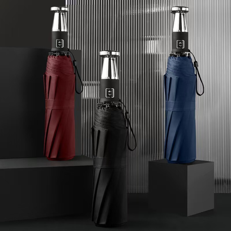 Creative Emergency Window-Breaking Fully Automatic Folding 70% off-Rib Umbrella with Black Coating for Sunshade and Rain, Gift Advertising Umbrella, Customizable with Logo