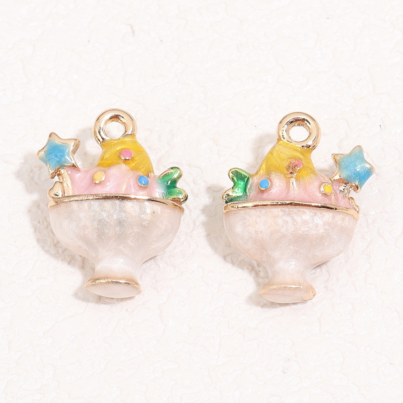 合金滴油立体仿真彩色星星冰淇淋小吊坠 DIY饰品挂件配件材料|undefined