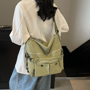 Multi-pocket workwear style casual tote bag for women new street trend student class single shoulder crossbody bag backpack