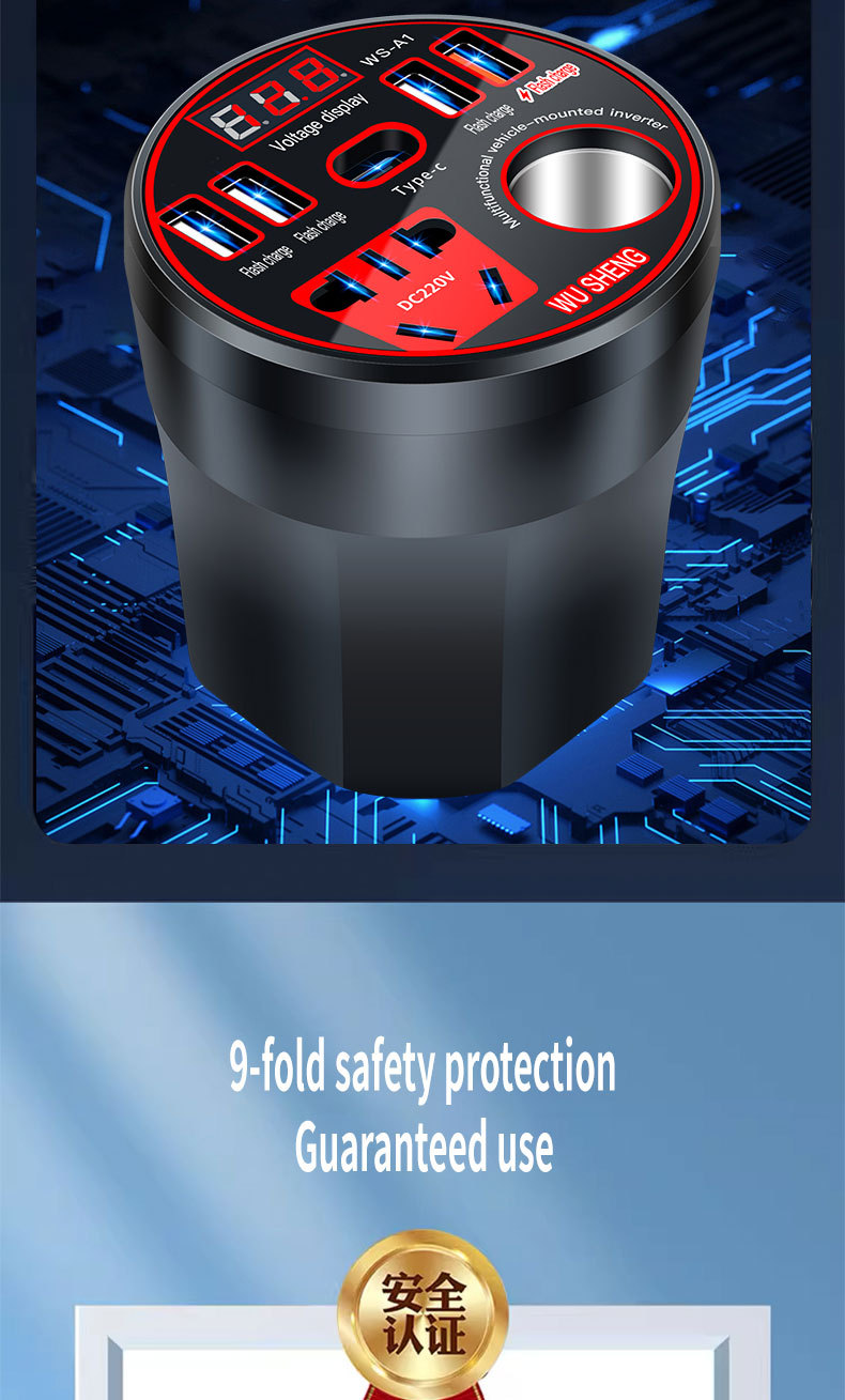 Car Inverter 12V24V to 220V Power Converter Multi-Function Car Socket Charger Mobile Phone Fast Charging