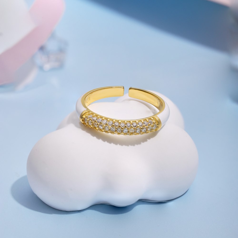 Fashion Geometric Sterling Silver Inlay Zircon Open Ring 1 Piece