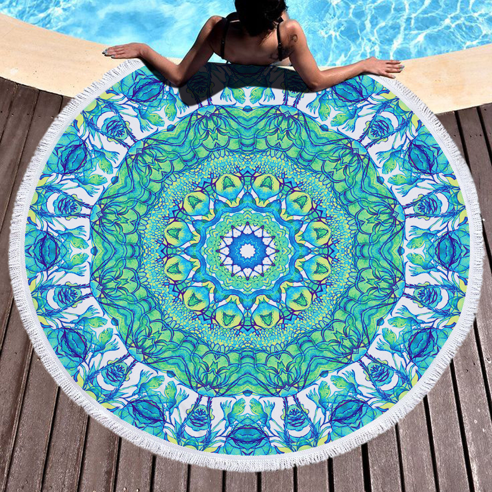 Nuevo estilo redondo Mandala estampado toalla de playa toalla de baño de microfibra cojín de patrón mandala