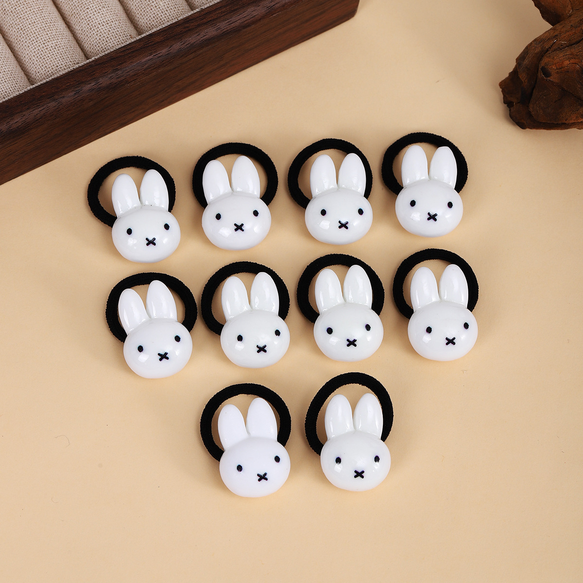 Niños lindos Miffy Dedo anillo para el cabello bebé pequeña banda de goma para el cabello de la niña atada cabello no daña cabello