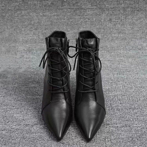 2025 Autumn New Pointed Toe Slip-On Mid-Cheel Boots Factory Wholesale European and American Fashion High Heel Short Boots Elegant Fashion Boots