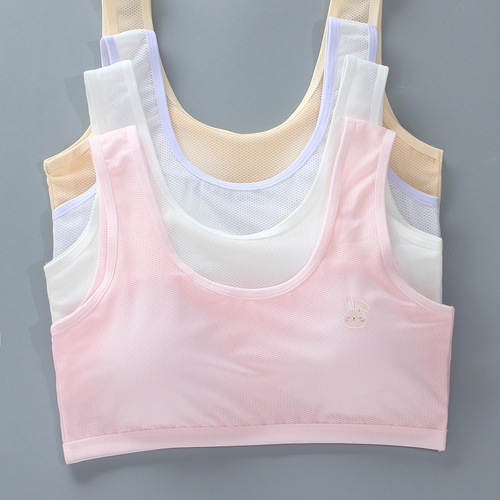 Children's vest summer breathable mesh bra for elementary school students, middle-aged children and girls, chest straps, pure cotton